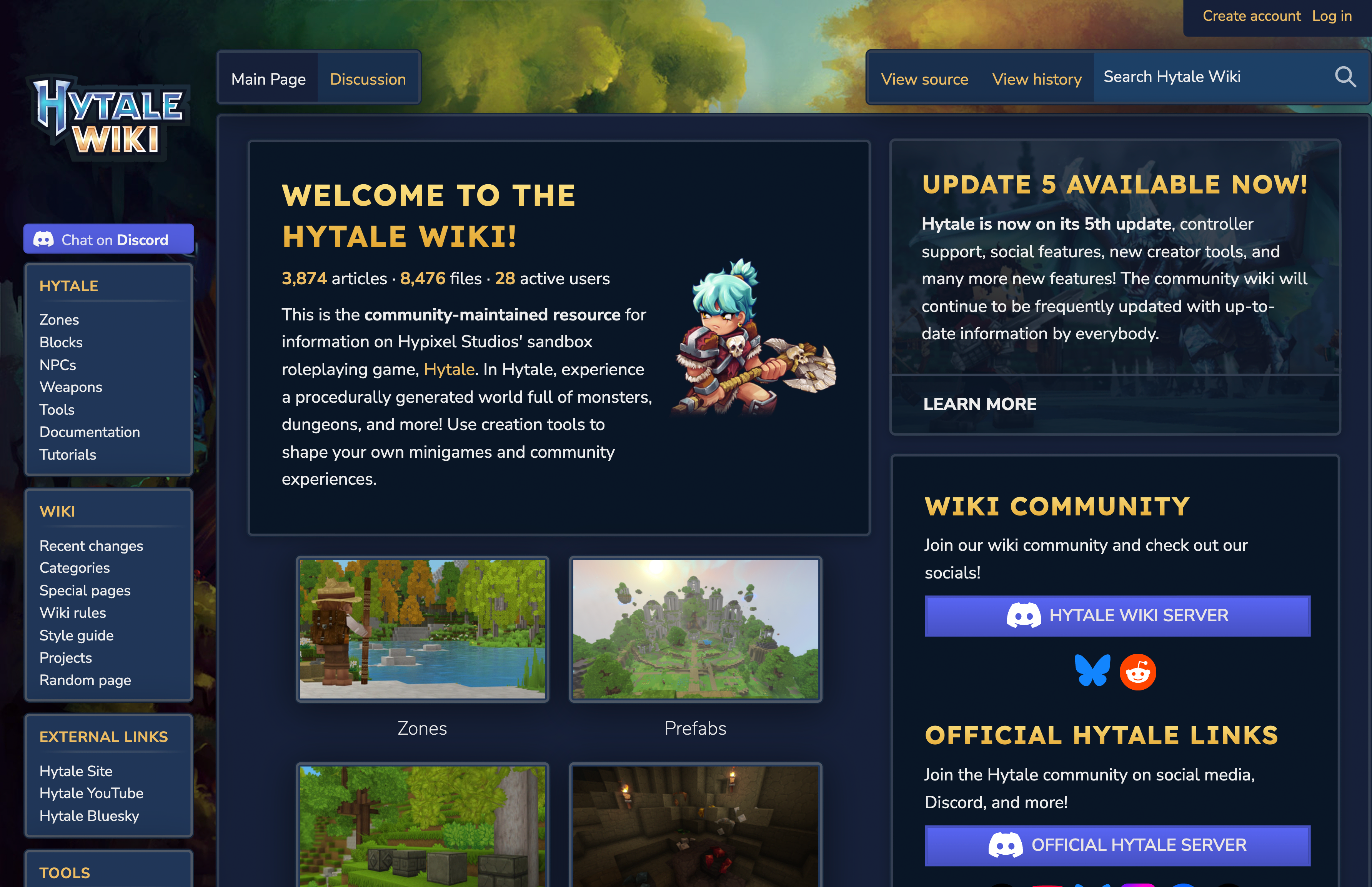 Screenshot of Hytale Wiki