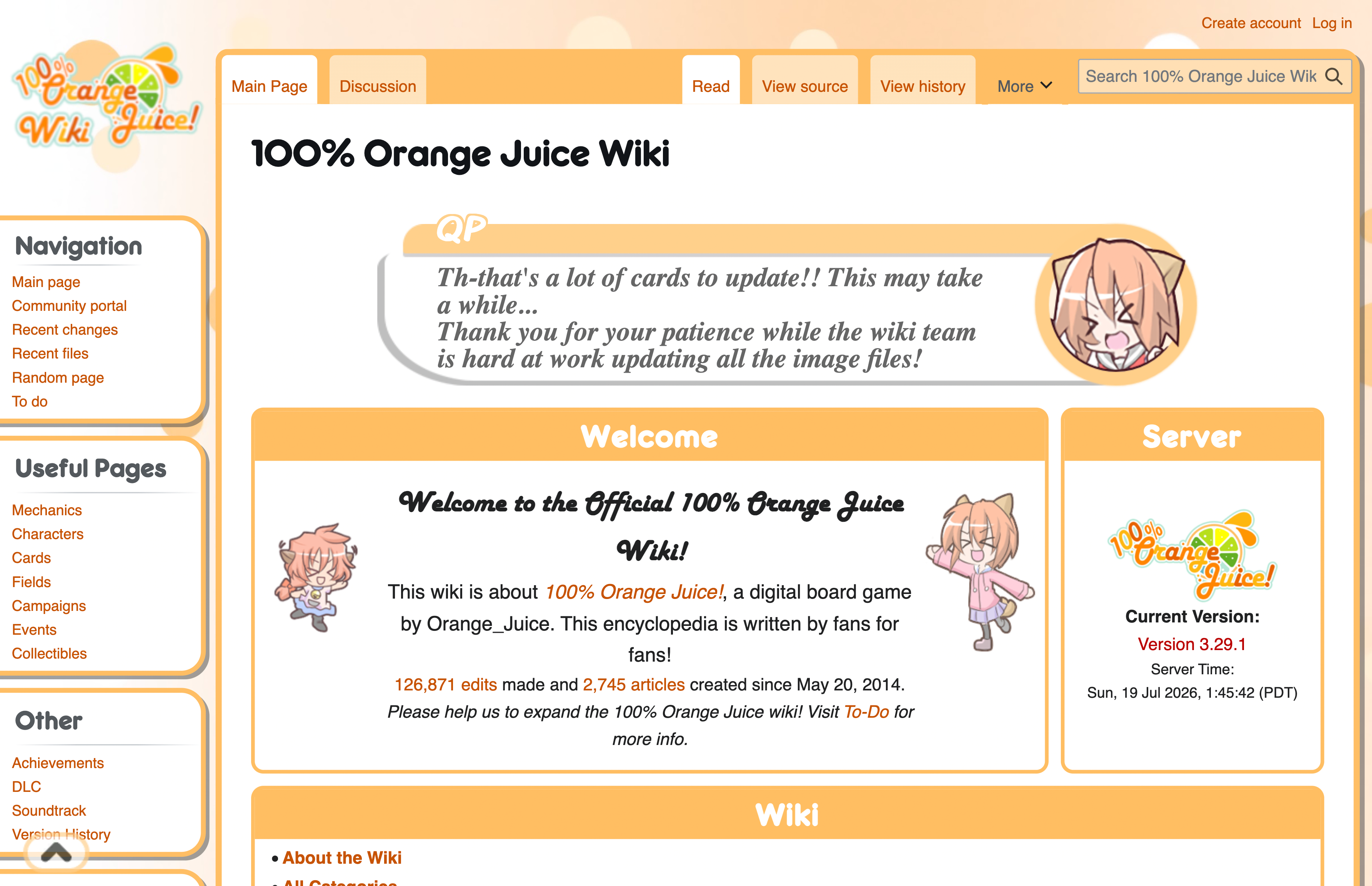 Screenshot of 100% Orange Juice Wiki