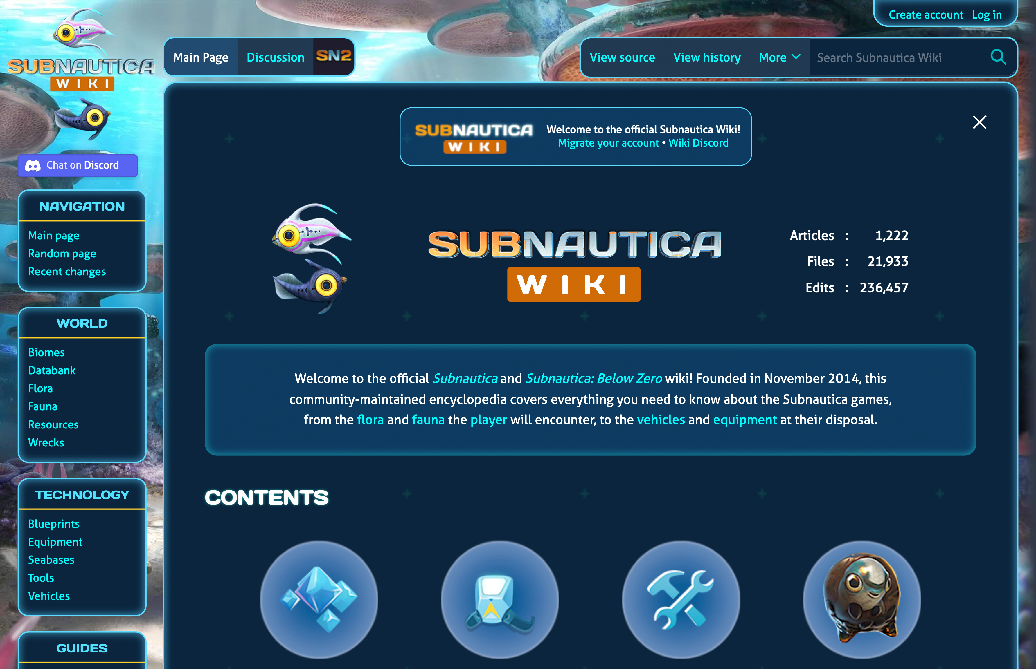 Screenshot of Subnautica Wiki