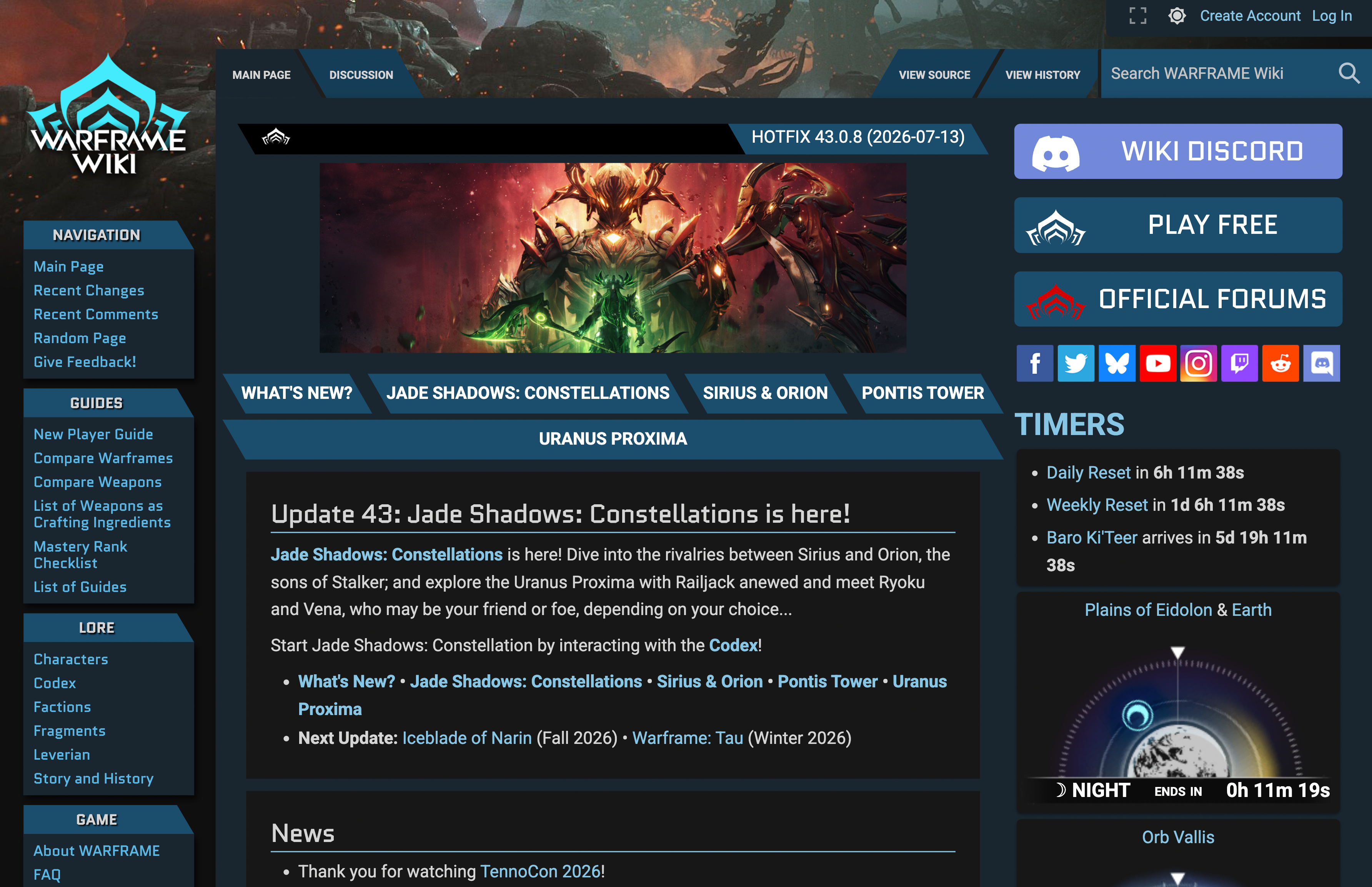 Screenshot of Warframe Wiki
